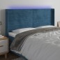 Testiera a LED Blu Scuro 203x16x118/128 cm in Velluto Testiera a LED Blu Scuro 203x16x118/128 cm in Velluto