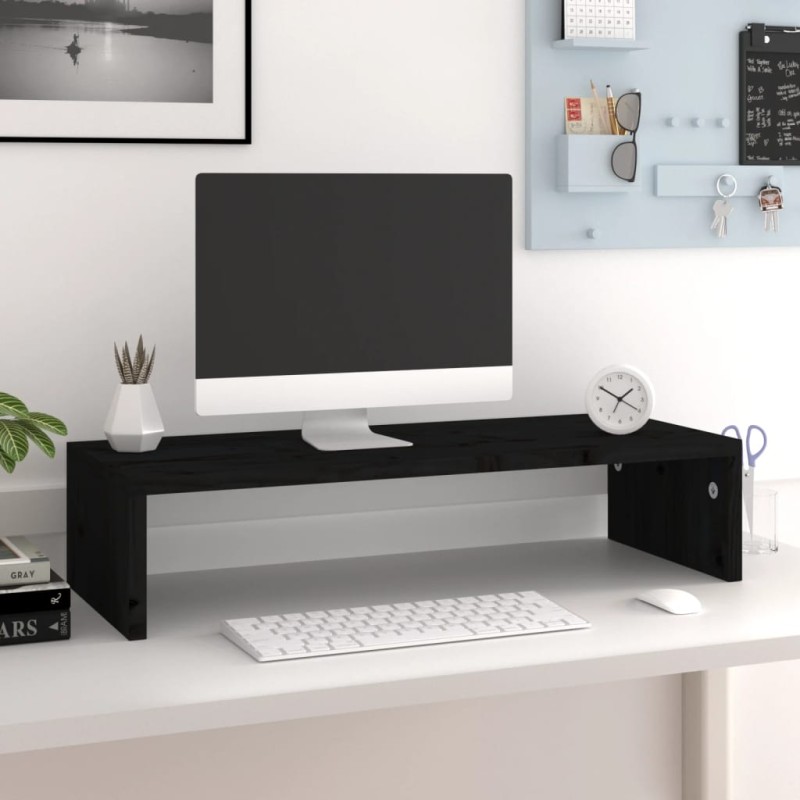 Supporto per Monitor Nero 60x23,5x12 cm Legno Multistrato Supporto per Monitor Nero 60x23,5x12 cm Legno Multistrato