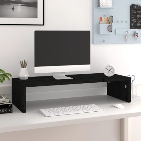 Supporto per Monitor Nero 60x23,5x12 cm Legno Multistrato