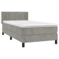 Giroletto a Molle con Materasso Grigio Chiaro 90x190 cm Velluto