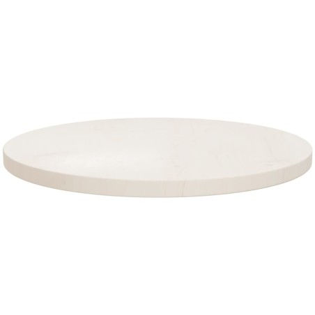 Piano Tavolo Bianco Ø50x2,5 cm in Legno Massello di Pino