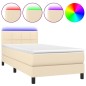 Letto a Molle con Materasso e LED Crema 90x200 cm in Tessuto Letto a Molle con Materasso e LED Crema 90x200 cm in Tessuto