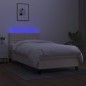 Letto a Molle con Materasso e LED Crema 90x200 cm in Tessuto Letto a Molle con Materasso e LED Crema 90x200 cm in Tessuto
