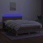 Letto a Molle con Materasso e LED Tortora 140x190 cm in Tessuto Letto a Molle con Materasso e LED Tortora 140x190 cm in Tessuto