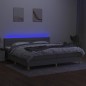 Letto a Molle Materasso e LED Grigio Chiaro 200x200 cm Tessuto Letto a Molle Materasso e LED Grigio Chiaro 200x200 cm Tessuto