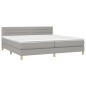 Letto a Molle Materasso e LED Grigio Chiaro 200x200 cm Tessuto Letto a Molle Materasso e LED Grigio Chiaro 200x200 cm Tessuto