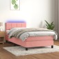 Letto a Molle con Materasso e LED Rosa 90x190 cm in Velluto Letto a Molle con Materasso e LED Rosa 90x190 cm in Velluto