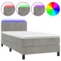 Letto a Molle Materasso e LED Grigio Chiaro 90x190 cm Velluto Letto a Molle Materasso e LED Grigio Chiaro 90x190 cm Velluto