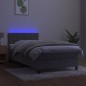 Letto a Molle Materasso e LED Grigio Chiaro 90x190 cm Velluto Letto a Molle Materasso e LED Grigio Chiaro 90x190 cm Velluto