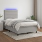 Letto a Molle Materasso e LED Grigio Chiaro 120x200 cm Tessuto Letto a Molle Materasso e LED Grigio Chiaro 120x200 cm Tessuto