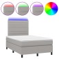 Letto a Molle Materasso e LED Grigio Chiaro 120x200 cm Tessuto Letto a Molle Materasso e LED Grigio Chiaro 120x200 cm Tessuto