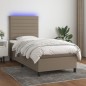 Letto a Molle con Materasso e LED Tortora 90x200 cm in Tessuto Letto a Molle con Materasso e LED Tortora 90x200 cm in Tessuto