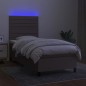 Letto a Molle con Materasso e LED Tortora 90x200 cm in Tessuto Letto a Molle con Materasso e LED Tortora 90x200 cm in Tessuto