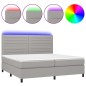 Letto a Molle Materasso e LED Grigio Chiaro 200x200 cm Tessuto Letto a Molle Materasso e LED Grigio Chiaro 200x200 cm Tessuto