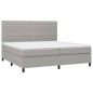 Letto a Molle Materasso e LED Grigio Chiaro 200x200 cm Tessuto Letto a Molle Materasso e LED Grigio Chiaro 200x200 cm Tessuto