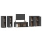 Mobili Porta TV 5 pz Grigi in Legno Massello di Pino Mobili Porta TV 5 pz Grigi in Legno Massello di Pino