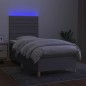 Letto a Molle Materasso e LED Grigio Chiaro 90x190 cm Tessuto Letto a Molle Materasso e LED Grigio Chiaro 90x190 cm Tessuto