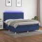 Letto a Molle con Materasso e LED Blu 180x200 cm in Tessuto Letto a Molle con Materasso e LED Blu 180x200 cm in Tessuto