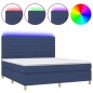 Letto a Molle con Materasso e LED Blu 180x200 cm in Tessuto Letto a Molle con Materasso e LED Blu 180x200 cm in Tessuto