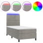 Letto a Molle Materasso e LED Grigio Chiaro 90x200 cm Velluto Letto a Molle Materasso e LED Grigio Chiaro 90x200 cm Velluto