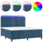 Letto a Molle con Materasso e LED Blu Scuro 180x200 cm Letto a Molle con Materasso e LED Blu Scuro 180x200 cm