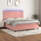 Letto a Molle con Materasso e LED Rosa 180x200 cm in Velluto Letto a Molle con Materasso e LED Rosa 180x200 cm in Velluto