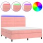 Letto a Molle con Materasso e LED Rosa 180x200 cm in Velluto Letto a Molle con Materasso e LED Rosa 180x200 cm in Velluto