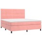Letto a Molle con Materasso e LED Rosa 180x200 cm in Velluto Letto a Molle con Materasso e LED Rosa 180x200 cm in Velluto