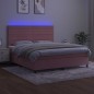 Letto a Molle con Materasso e LED Rosa 180x200 cm in Velluto Letto a Molle con Materasso e LED Rosa 180x200 cm in Velluto