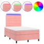 Letto a Molle con Materasso e LED Rosa 120x200 cm in Velluto Letto a Molle con Materasso e LED Rosa 120x200 cm in Velluto
