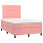 Letto a Molle con Materasso e LED Rosa 120x200 cm in Velluto Letto a Molle con Materasso e LED Rosa 120x200 cm in Velluto