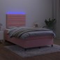 Letto a Molle con Materasso e LED Rosa 120x200 cm in Velluto Letto a Molle con Materasso e LED Rosa 120x200 cm in Velluto