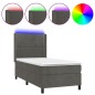Letto a Molle con Materasso e LED Grigio Scuro 90x200cm Velluto Letto a Molle con Materasso e LED Grigio Scuro 90x200cm Velluto