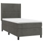 Letto a Molle con Materasso e LED Grigio Scuro 90x200cm Velluto Letto a Molle con Materasso e LED Grigio Scuro 90x200cm Velluto