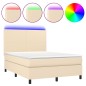 Letto a Molle con Materasso e LED Crema 140x190 cm in Tessuto Letto a Molle con Materasso e LED Crema 140x190 cm in Tessuto