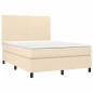Letto a Molle con Materasso e LED Crema 140x190 cm in Tessuto Letto a Molle con Materasso e LED Crema 140x190 cm in Tessuto