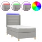 Letto a Molle Materasso e LED Grigio Chiaro 90x190 cm Tessuto Letto a Molle Materasso e LED Grigio Chiaro 90x190 cm Tessuto