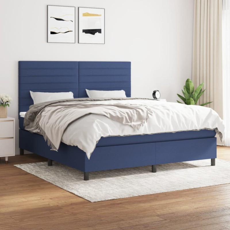vidaXL Giroletto a Molle con Materasso Blu 180x200 cm in Tessuto