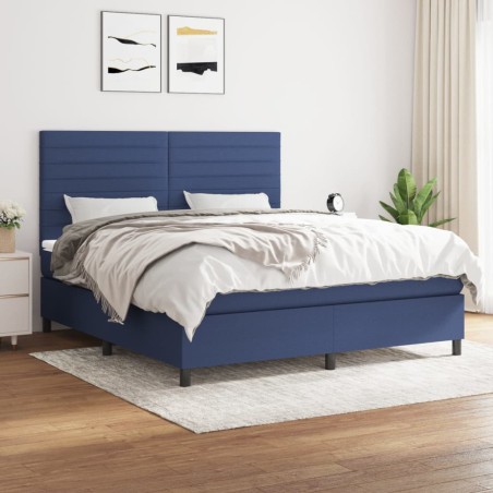 vidaXL Giroletto a Molle con Materasso Blu 180x200 cm in Tessuto