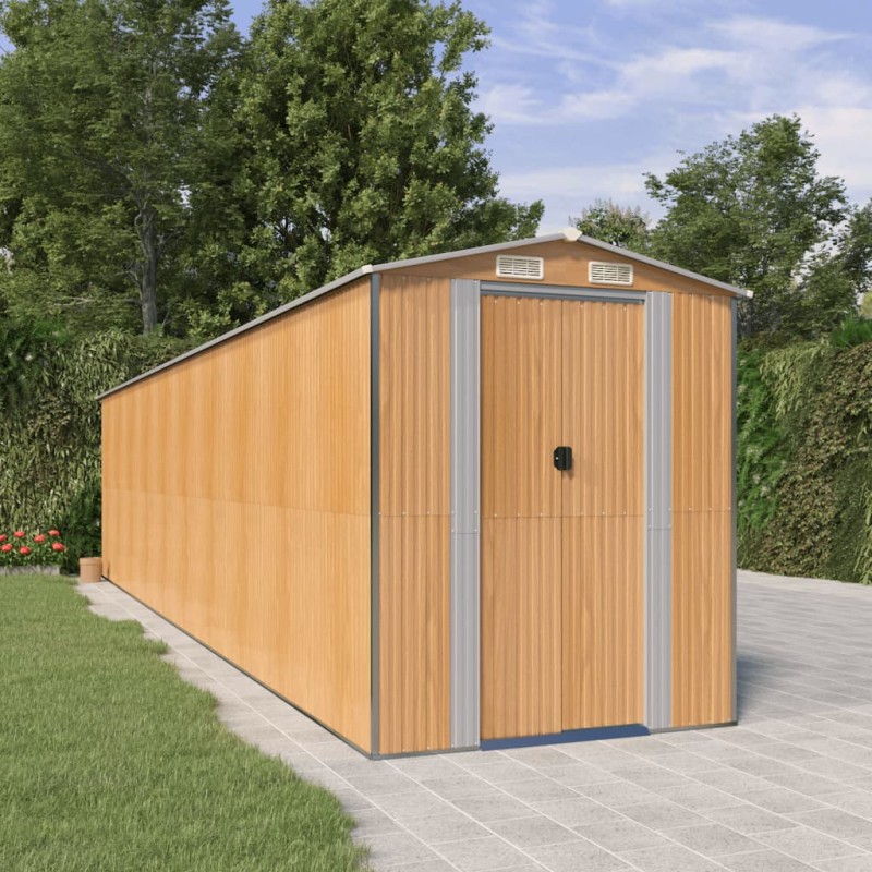 Capanno Giardino Marrone Chiaro 192x855x223 cm Acciaio Zincato Capanno Giardino Marrone Chiaro 192x855x223 cm Acciaio Zincato