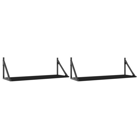vidaXL Mensole da Parete 2pz Nere 80x25x25,5 cm Legno Multistrato