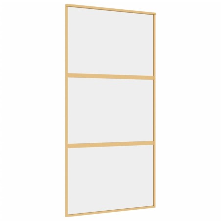 vidaXL Porta Scorrevole Oro 102,5x205 Vetro Trasparente ESG Alluminio