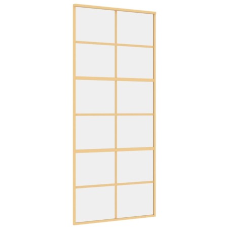 Porta Scorrevole Dorata 90x205 Vetro Trasparente ESG Alluminio