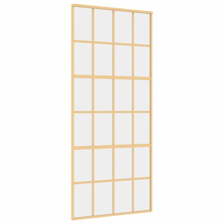 Porta Scorrevole Dorata 90x205 Vetro Trasparente ESG Alluminio