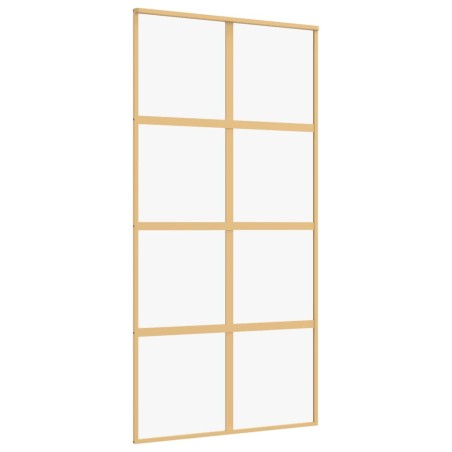 Porta Scorrevole Oro 102,5x205 Vetro Trasparente ESG Alluminio