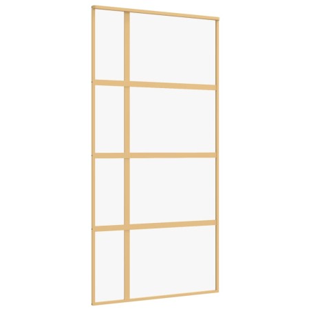 Porta Scorrevole Oro 102,5x205 Vetro Trasparente ESG Alluminio