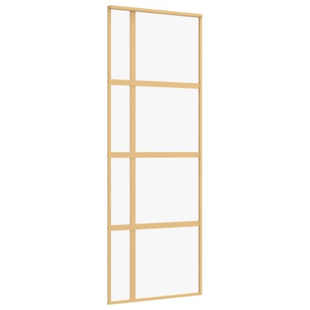 Porta Scorrevole Dorata 76x205 Vetro Trasparente ESG Alluminio