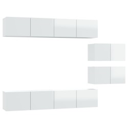 Set di Mobili Porta TV 6 pz Bianco Lucido in Legno Multistrato