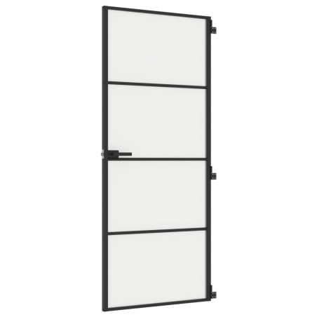 vidaXL Porta Interni Sottile Nera 83x201,5cm Vetro Temperato Alluminio
