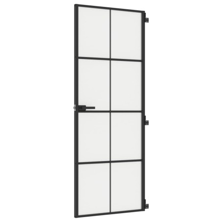Porta Interni Sottile Nera 76x201,5cm Vetro Temperato Alluminio